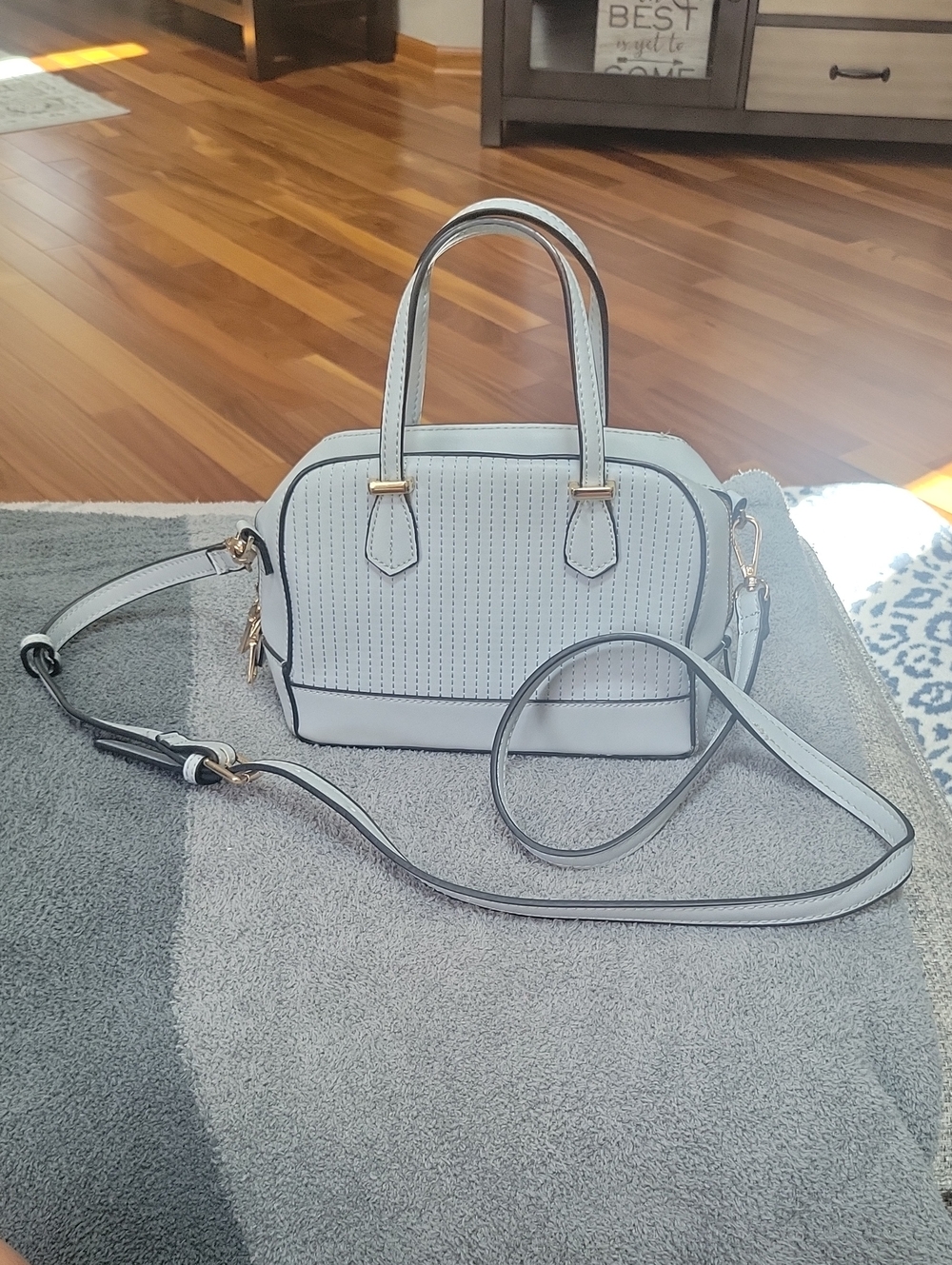 Structured Baby Blue Mini Satchel Bag with Detachable Strap